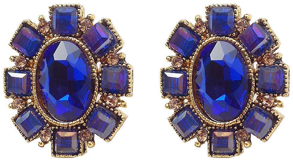 

Trendeela com Noor Collection Alluring Blue Oval Stud Earrings For Women