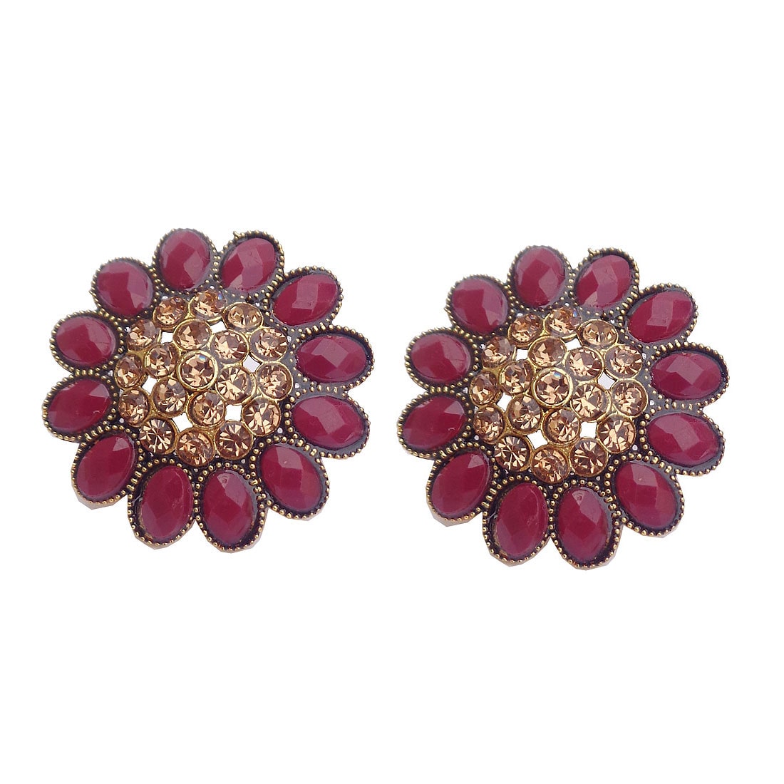 

Trendeela com Noor Collection Light Weight Heavy Look Yellow Gold Plated Stud Earrings For Women ( Gold Maroon )