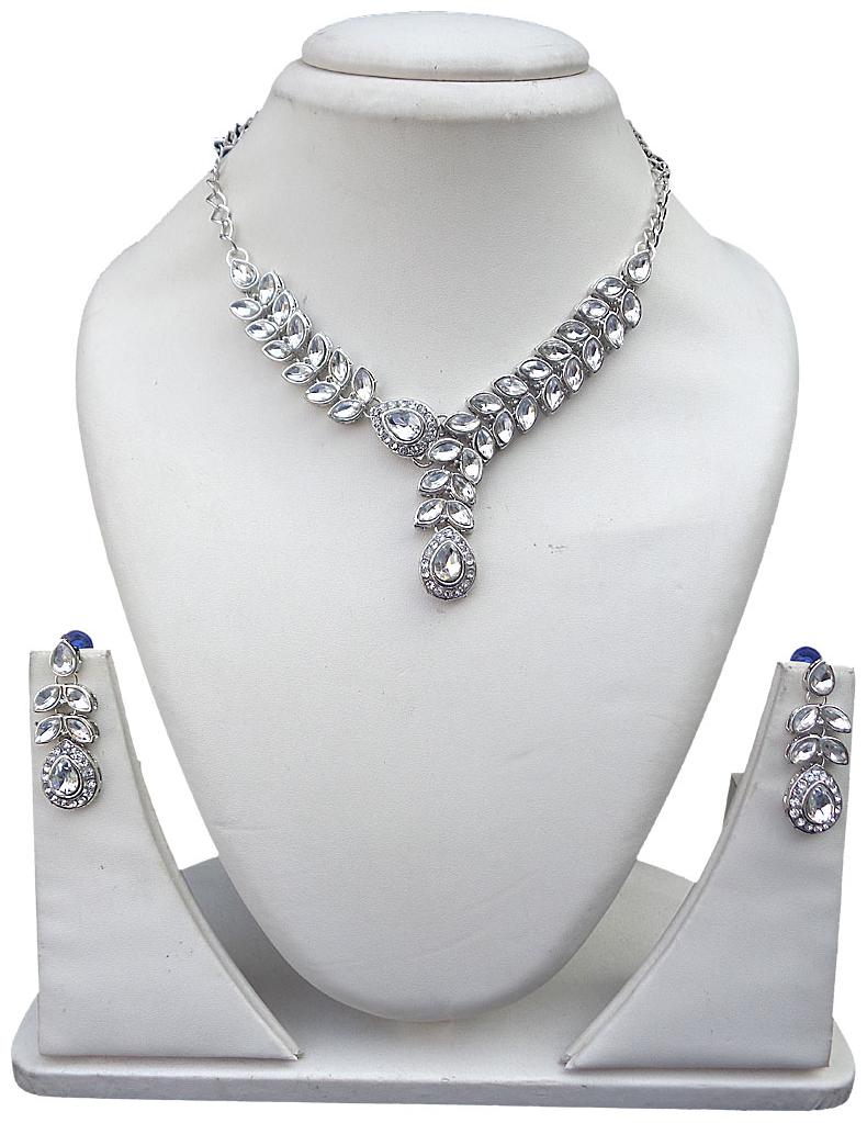 

Trendeela Com Antra Heavily Embellished Silver Toned Necklace Set