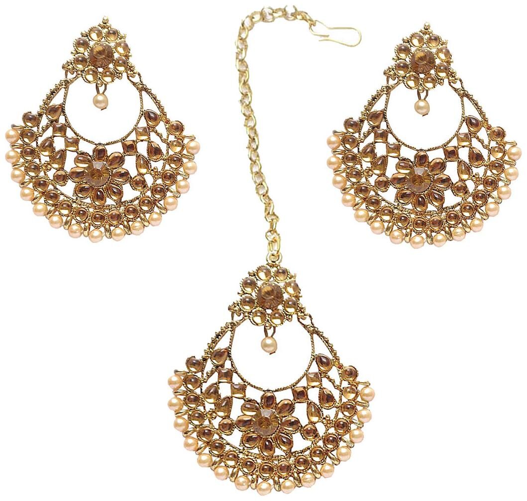 

Trendeela Com Archa Exquisite Floral Maang Tikka With Earrings