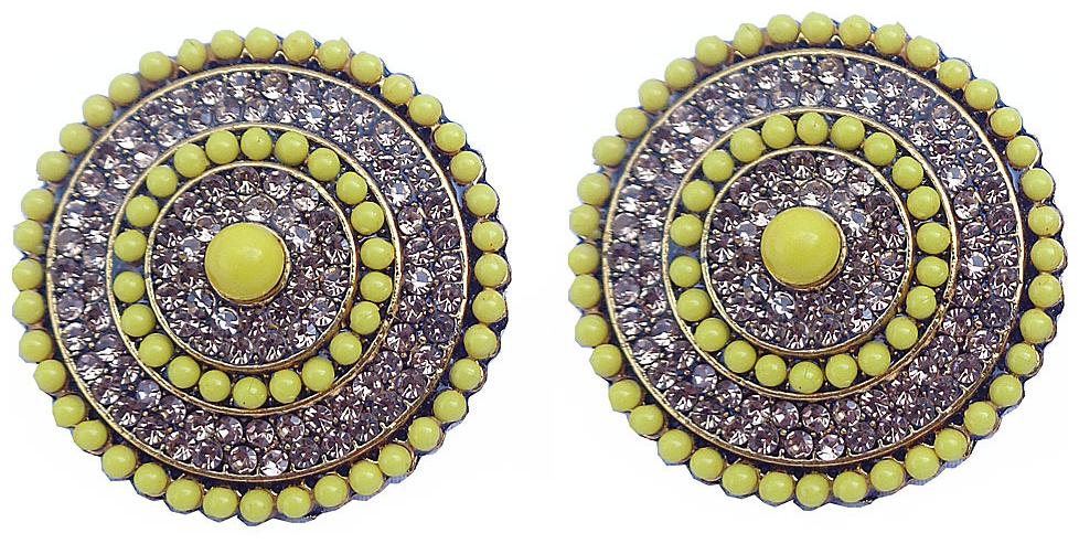 

Trendeela com Noor Collection Beguiling Pair Of Yellow Round Stud Earrings For Women