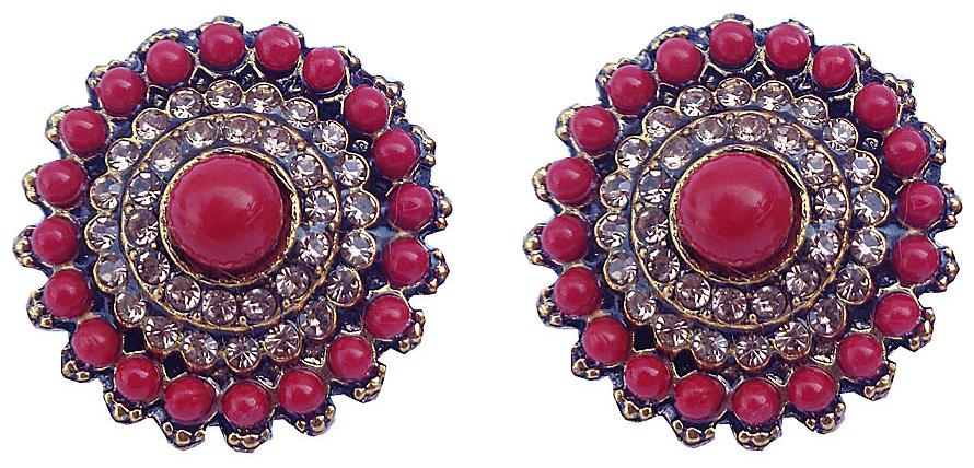 

Trendeela com Noor Collection Charming Round Red Stud Earrings For Women