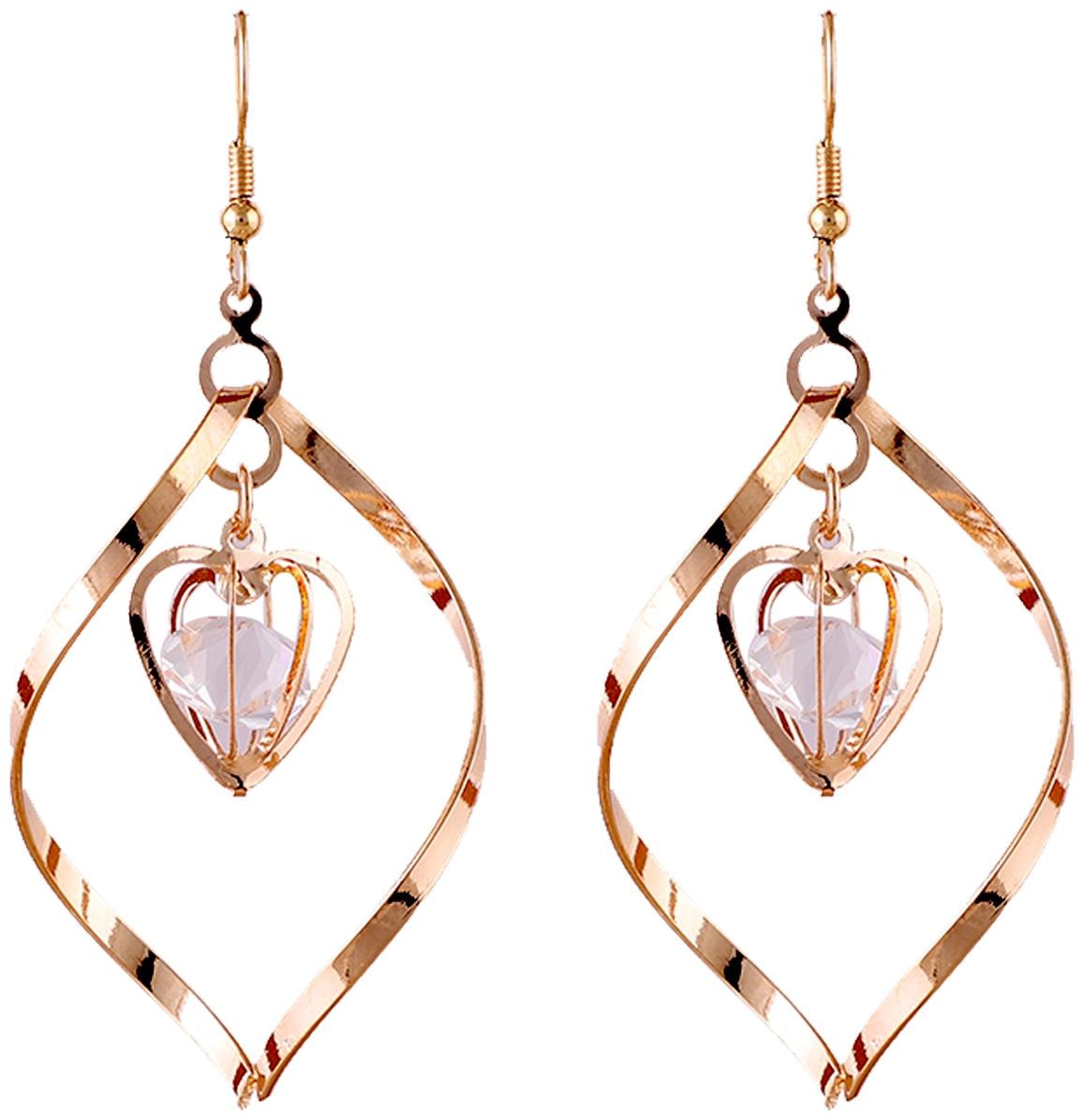 

Trending Modern Designer Golden Swirl Earrings With Dangling Crystal For Parties And Festivals