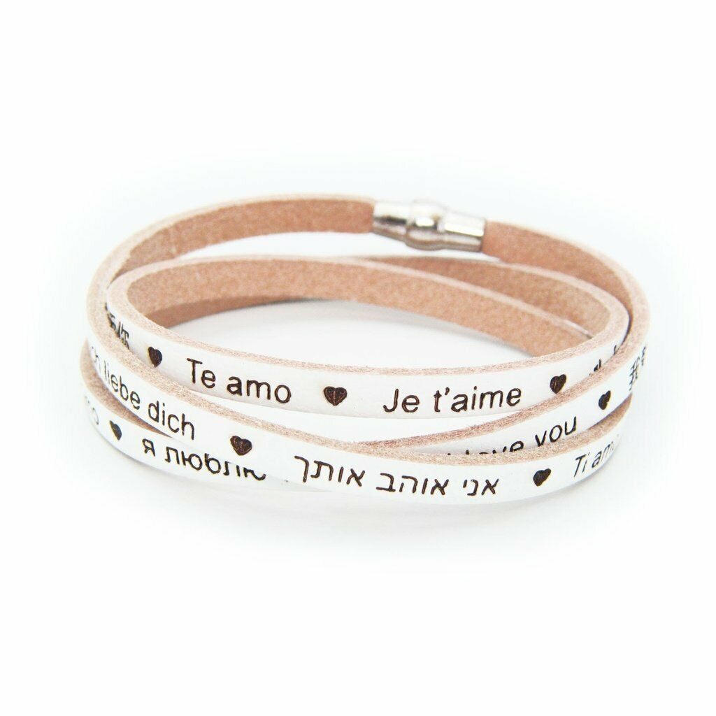 

Universal I LOVE YOU Italian Leather Bracelet- Beige
