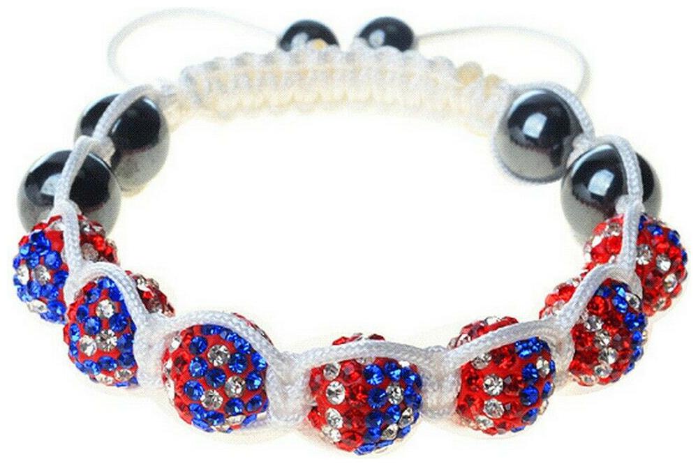 

USA America American Flag Beaded Adjustable Bracelet