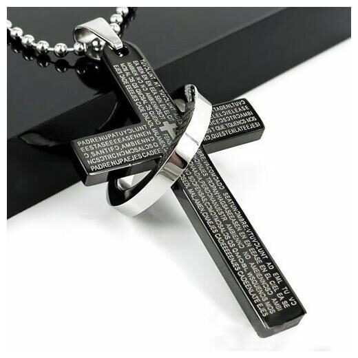 

USA Gift Unisex s Men s Women Stainless Steel Cross Bible Pendant Ring Necklace