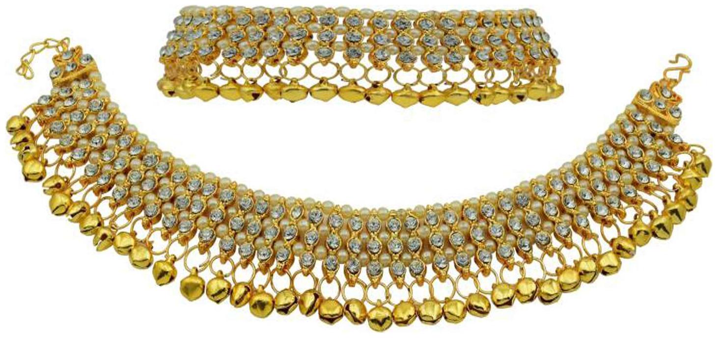 

Utkars Fashion ANK02 Diamond Gold Plated Anklet with ghungroo for Women - Pack of 2