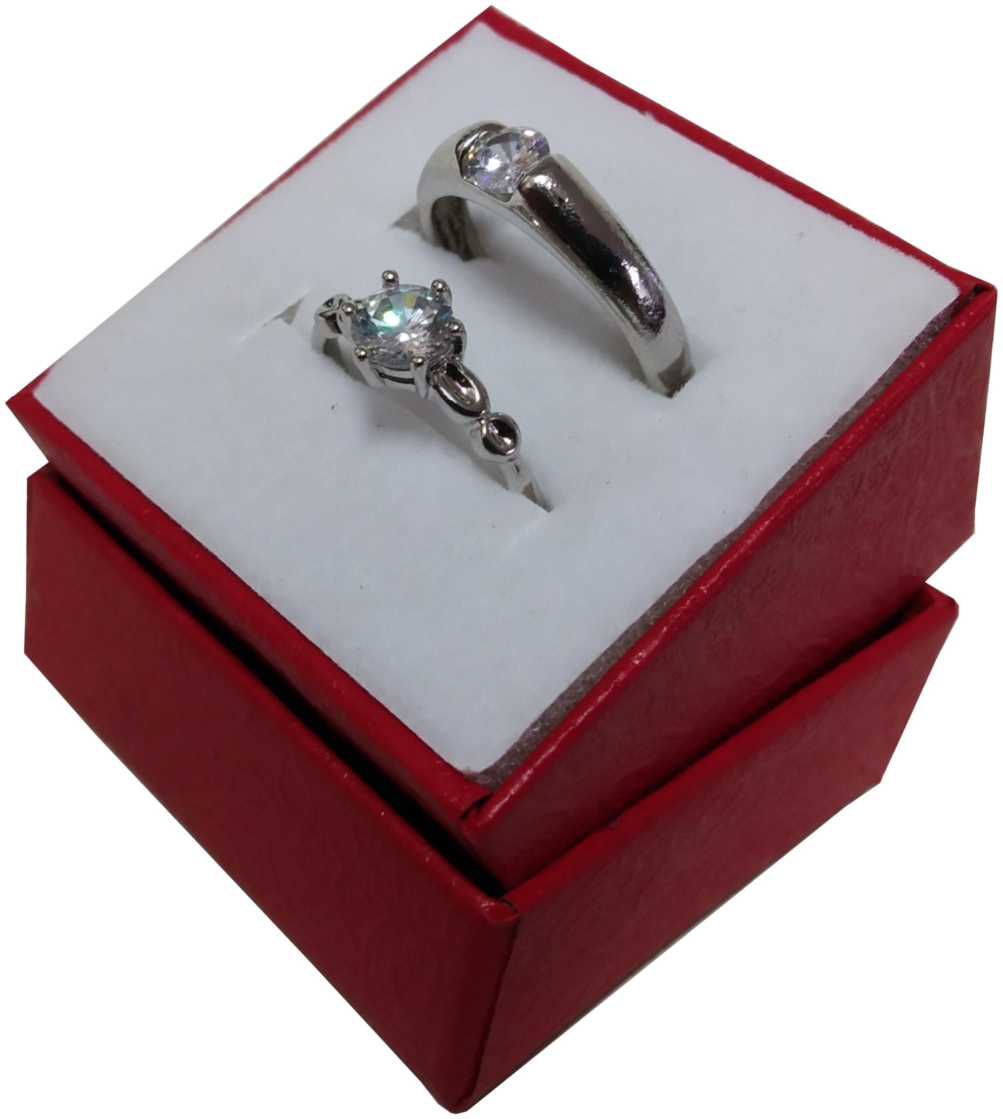 

Utkarsh Me You His Her Stainless Steel Crystal Platinum Plated Adjustable Size Dream Love Promise Fancy Couple Finger Rings For Men s Women s Husband Wife With Red Heart Box (Silver)