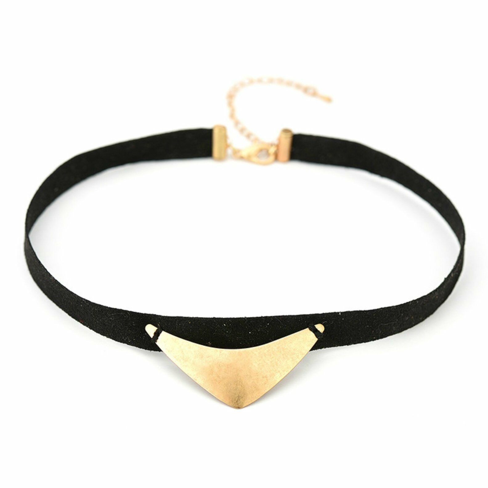 

V Choker Necklace - Faux Suede