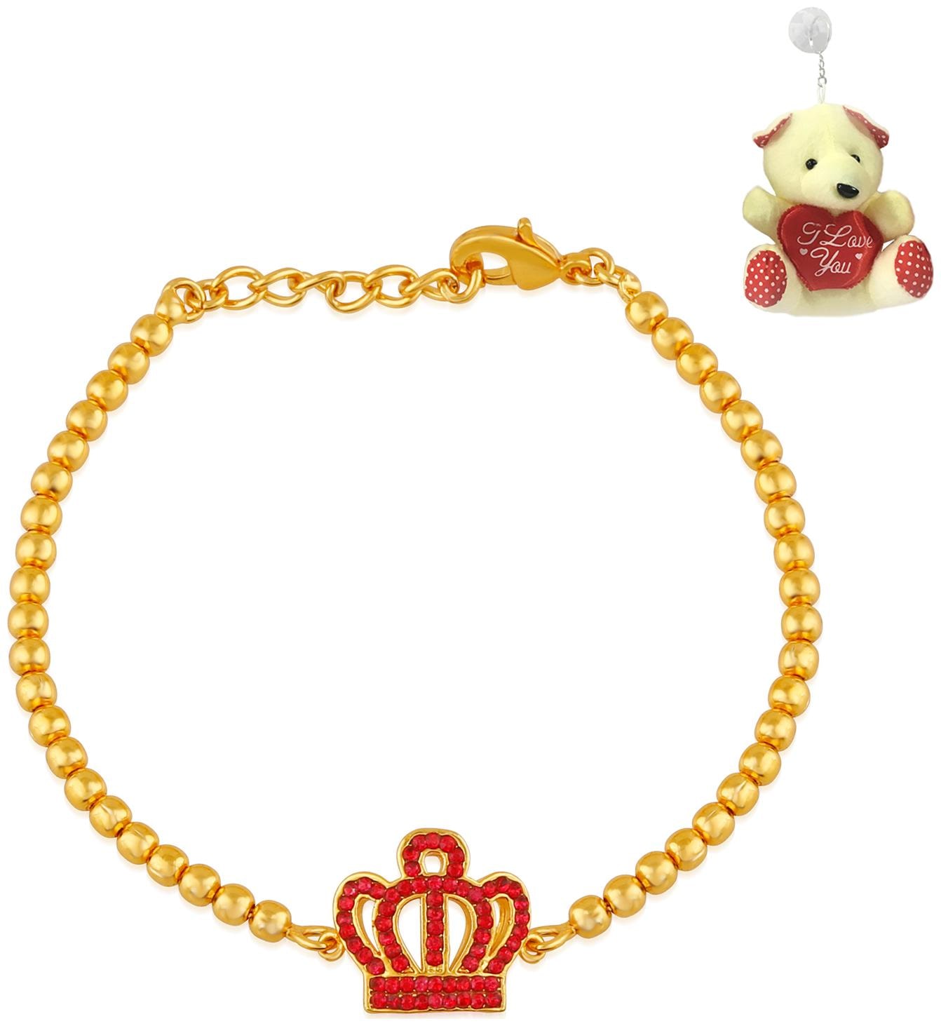 

Valantine Gift Elegant Princess Crown Red Crystal Braceletwith Free Teddy for Women BR1100337GRedTed