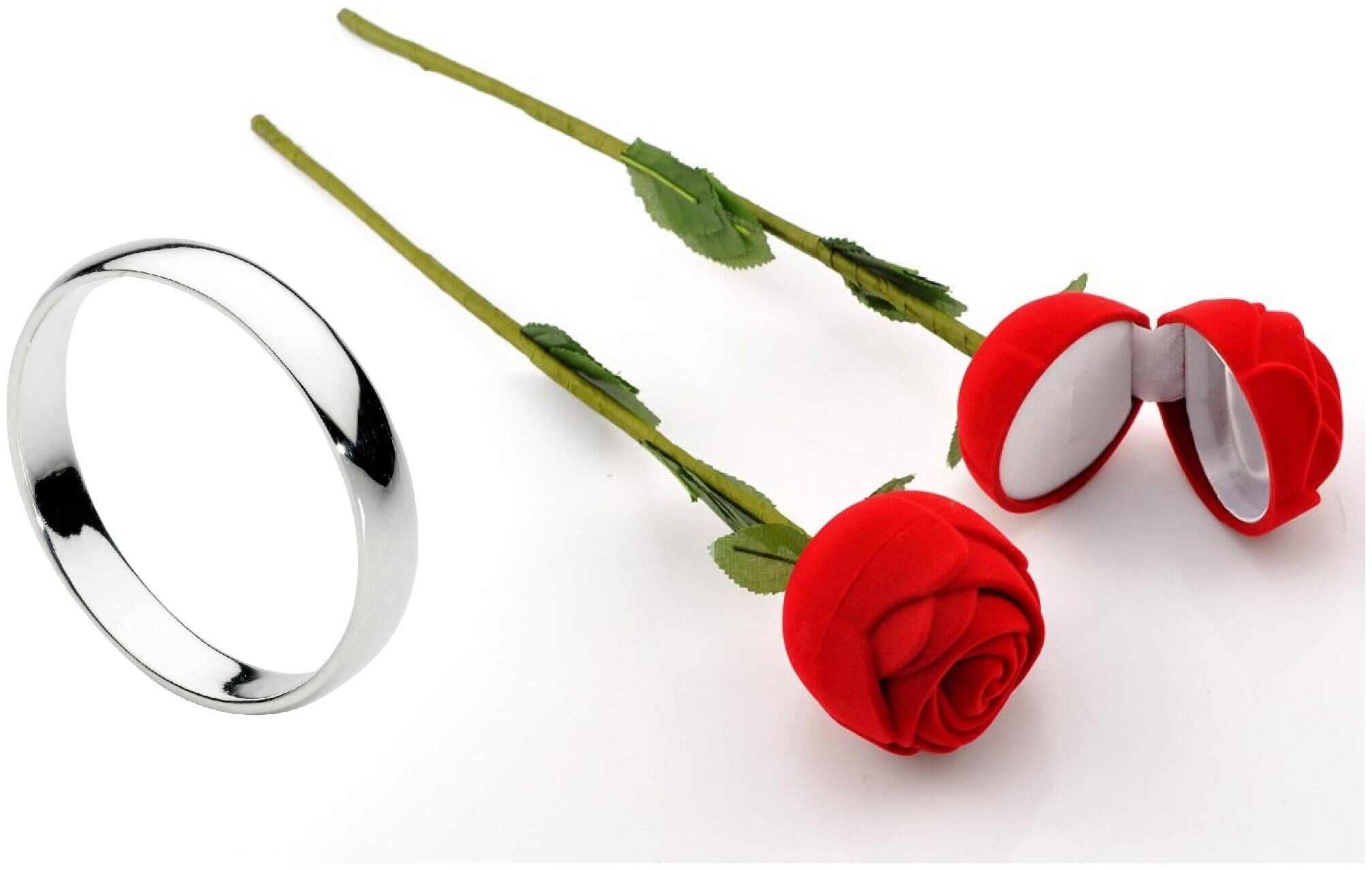 

Valentine Gift By Silverish Platinum Plated Ring For Girl and Women with red Red Rose Box Gift for Rose Day Propose Day