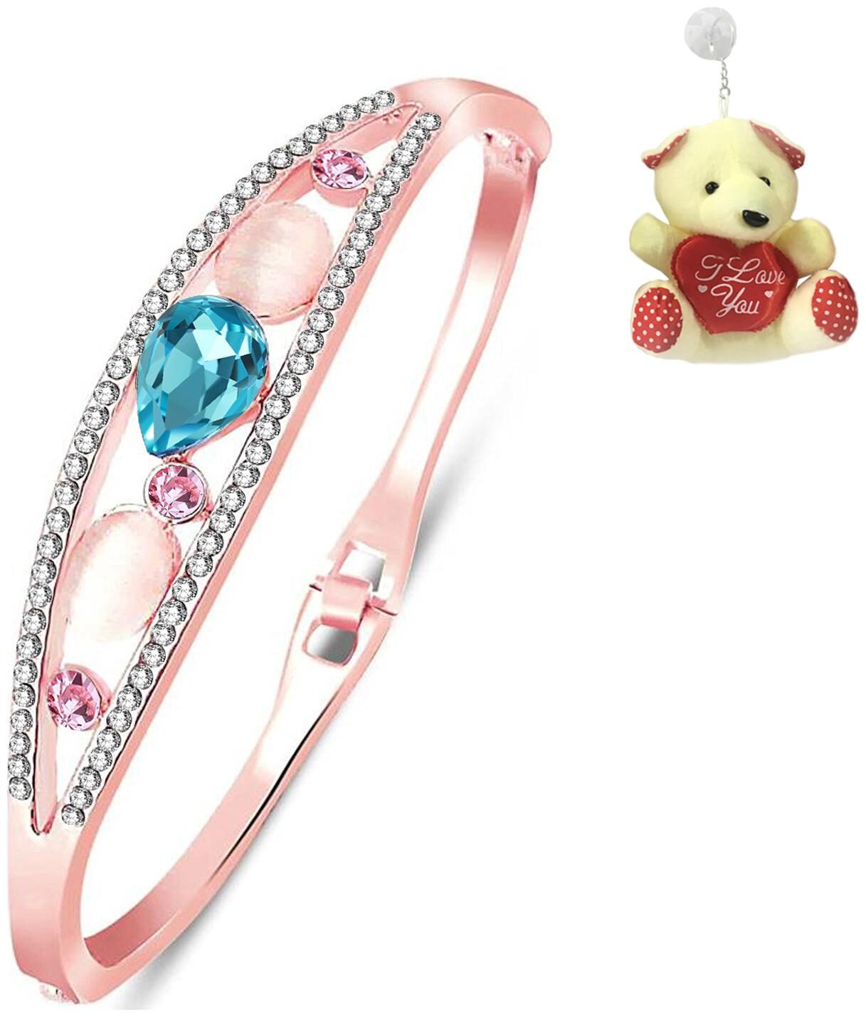 

Om Jewells Blue Bangle Bracelet With Free Teddy for Girls and Women by Om Jewells BR1000011Ted