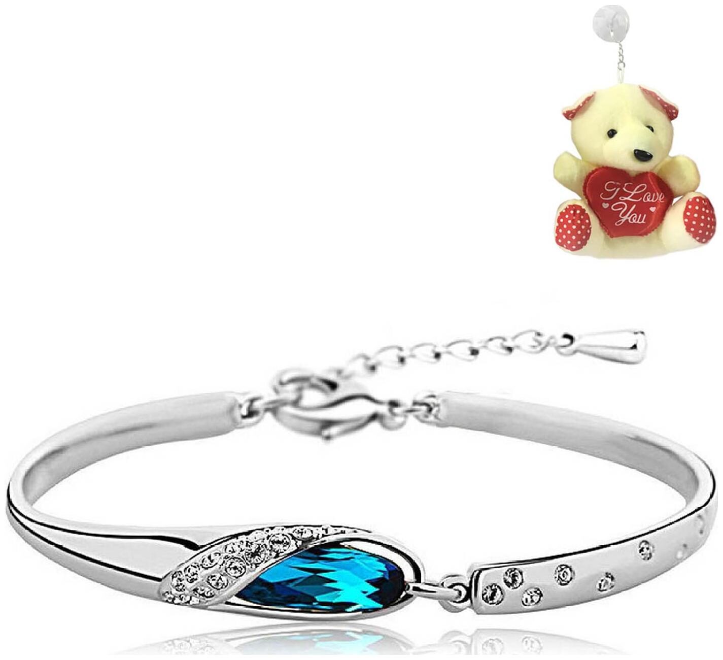

Om Jewells Blue Bangle Kada with Free Teddy For Women by Om Jewells BR1000001Ted