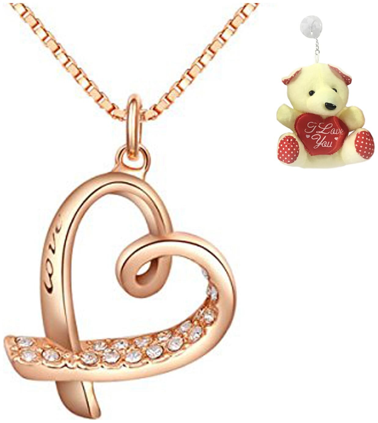 

Om Jewells White Love Heart Pendant with Chain for Girls and Women by Om Jewells PD1000838Ted