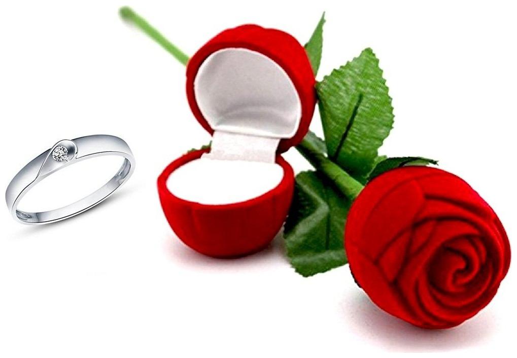 

Valentine Ring For Girl and Women with red Red Rose Box and Platinum Plating Gift for Rose Day Propose Day Valentine Day