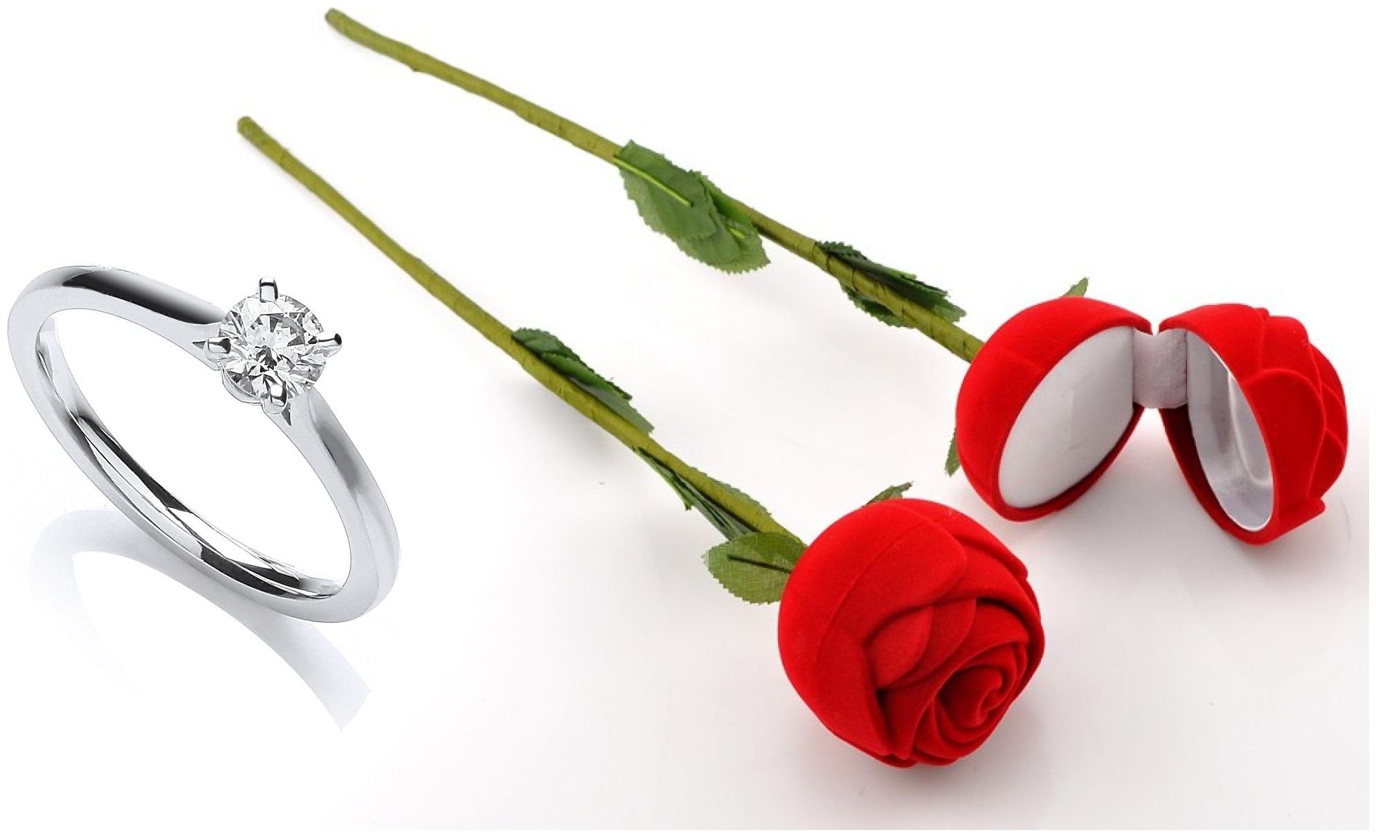 

Valentine Ring For Girl and Women with red Red Rose Box and Platinum Plating Gift for Rose Day Propose Day Valentine Day