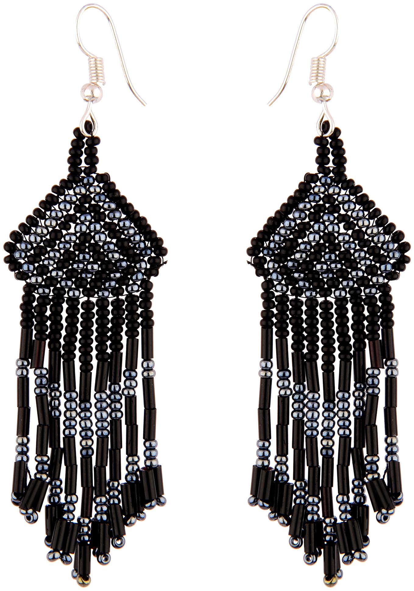 

Vannyaa Creationss Fusion Beaded Collections Black Dangles Earring For Women