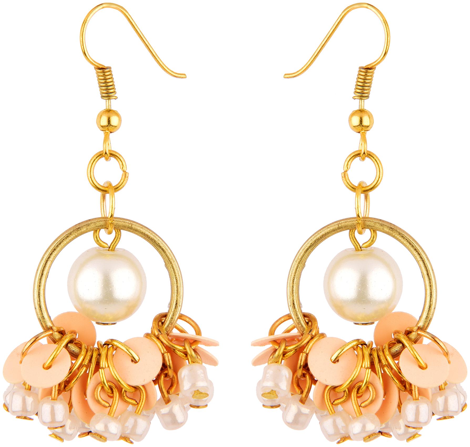 

Vannyaa Creationss Fusion Pearl Collections Peach Color Dangles Earring For Women