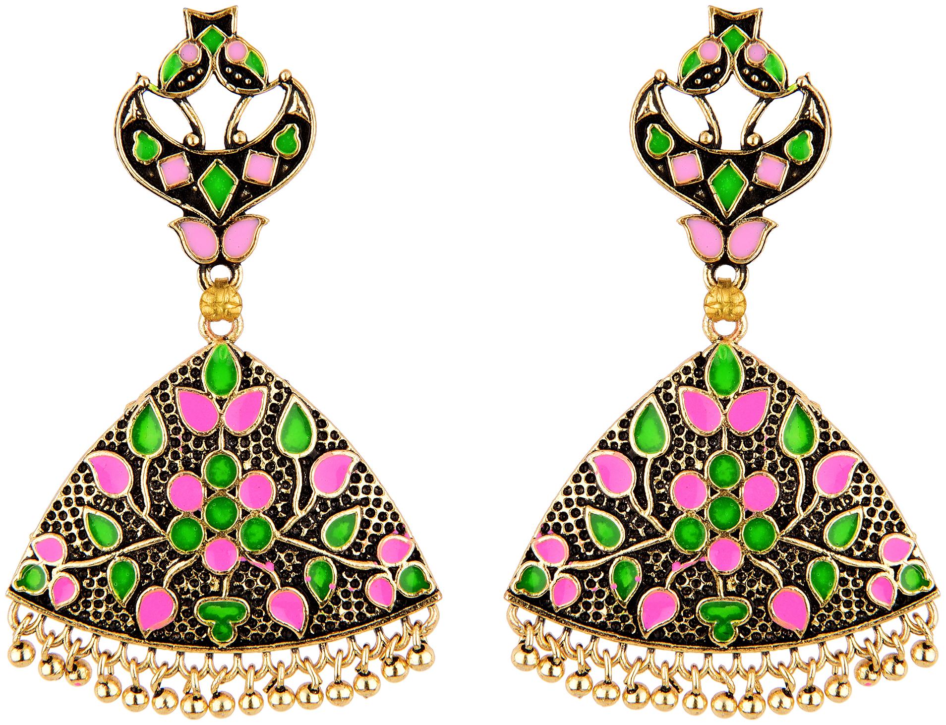 

Vannyaa Creationss Meenakari Hand Crafted Jhumki Earring For Women
