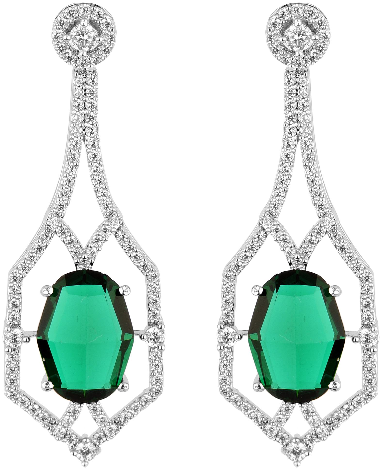 

Vannyaa Creationss Green White Drop Earring For Women