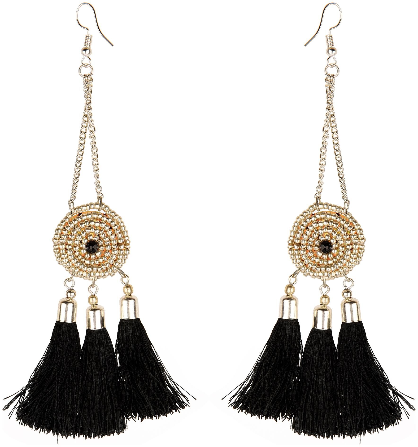 

Vannyaa Creationss Fusion Tassel Collections Black Jhumki Earring For Women