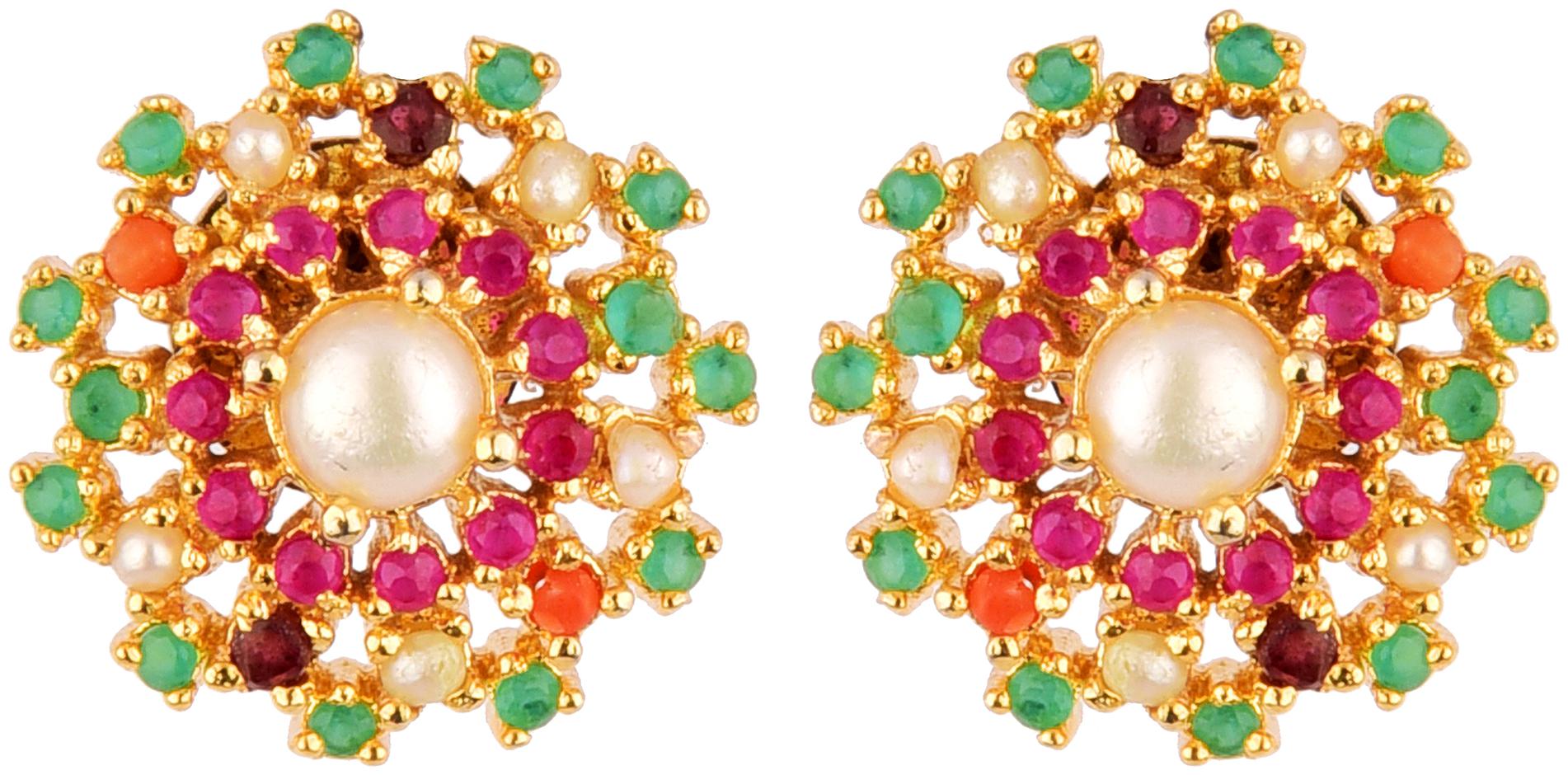 

Vannyaa Creationss MultiStone Metal Collections Multicolor Stud Earring For Women