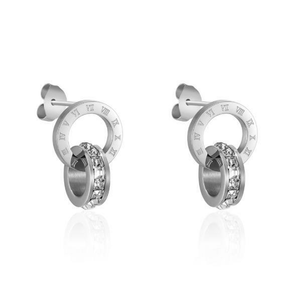 

Venus Earrings w Roman Numerals - Stainless Steel