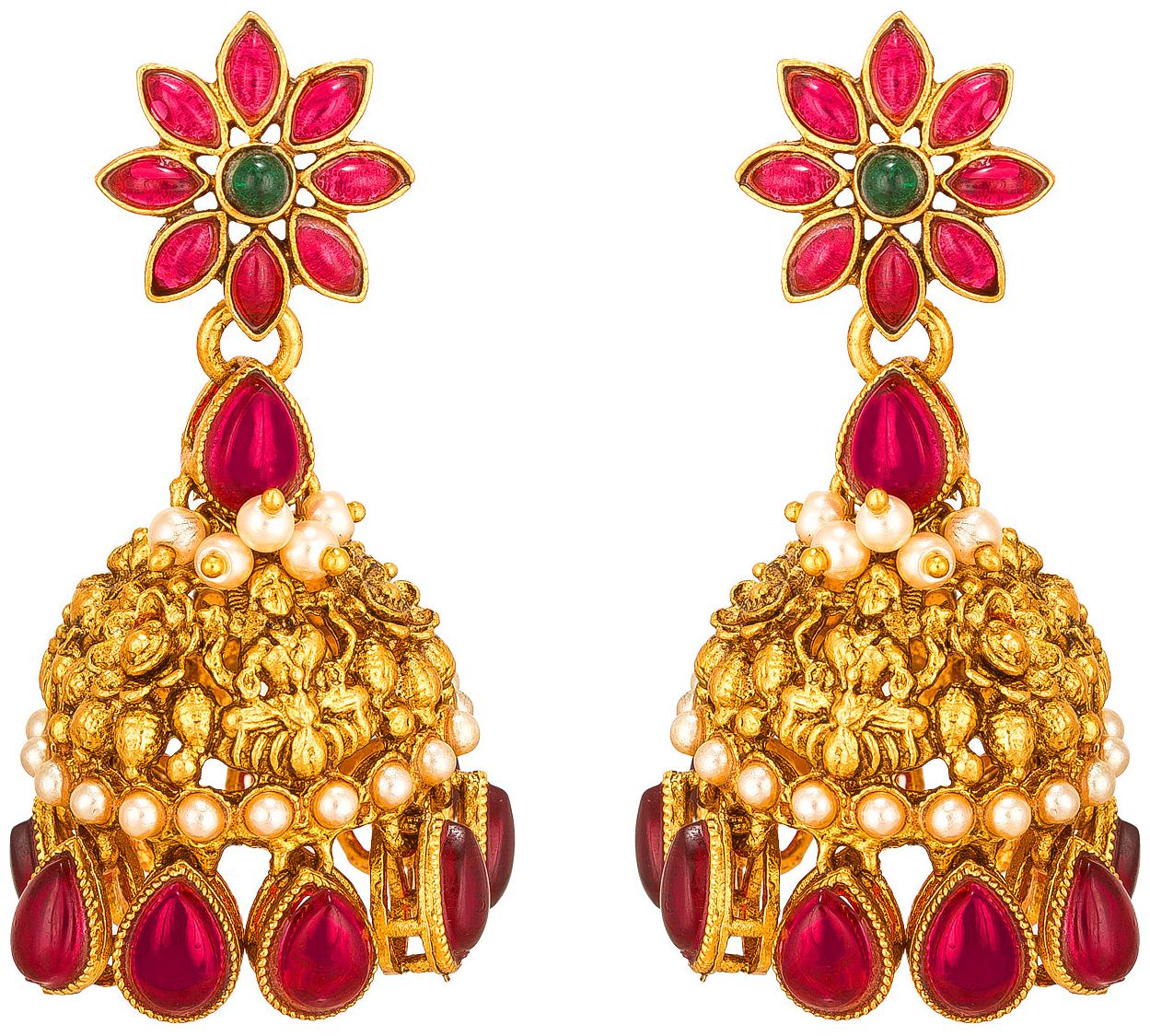 

Vermont American Diamond Studded Traditional Designer Gold Plated Earrings for Women