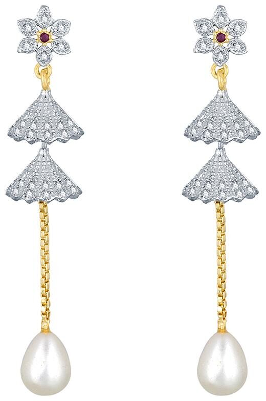 

Vermont American Diamond Fashion Fancy Pearl Earrings for Women