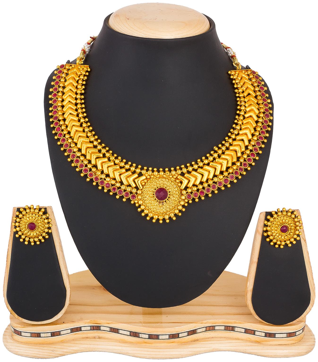 

Vermont Beautiful Gold Plated Sparkling Necklace Set for Women and Girls