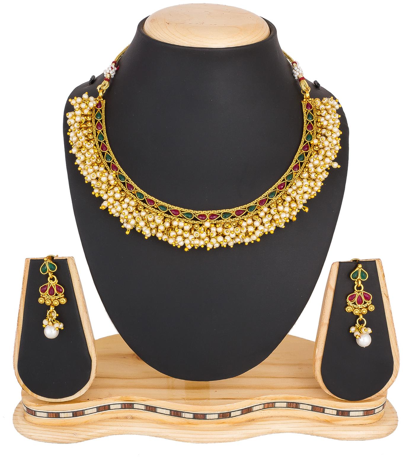 

Vermont Ethnic Gold Plated Alluring Necklace Set for Women and Girls