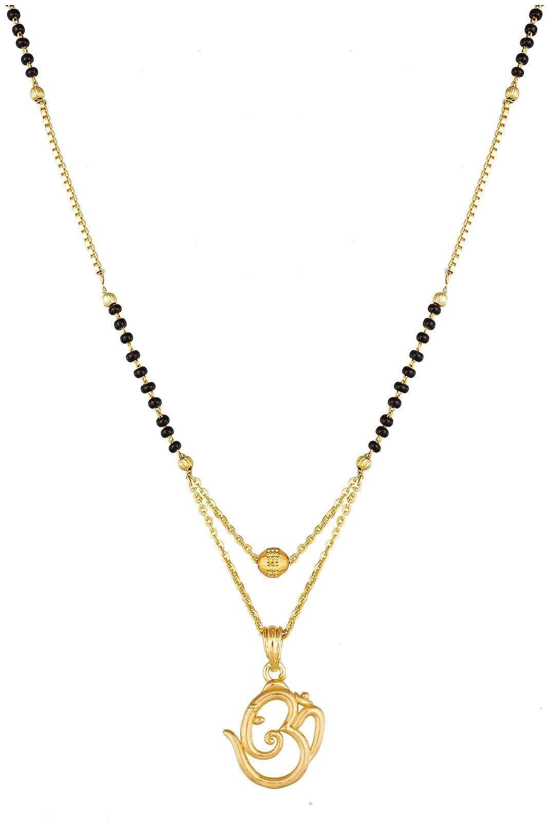 

Vermont Ethnic American Diamond Gold Plated Women s Pride Trendy OM Shape Mangalsutra for Women
