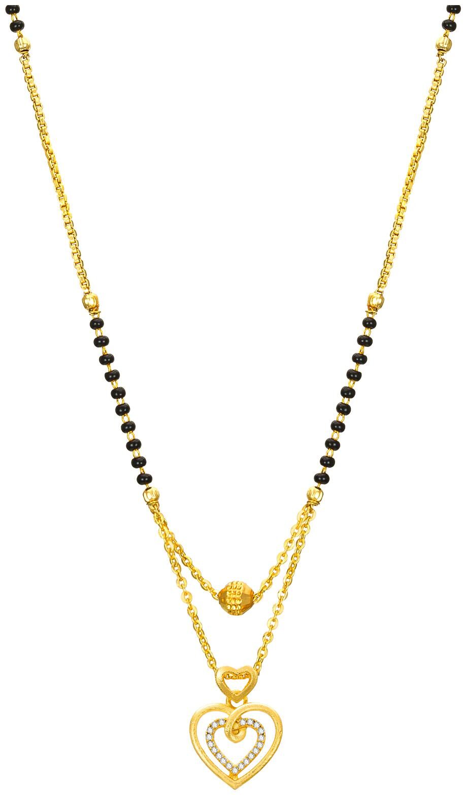 

Vermont Ethnic Gold Plated American Diamond Trendy Bridal Latest Heart Shape Mangalsutra for Women