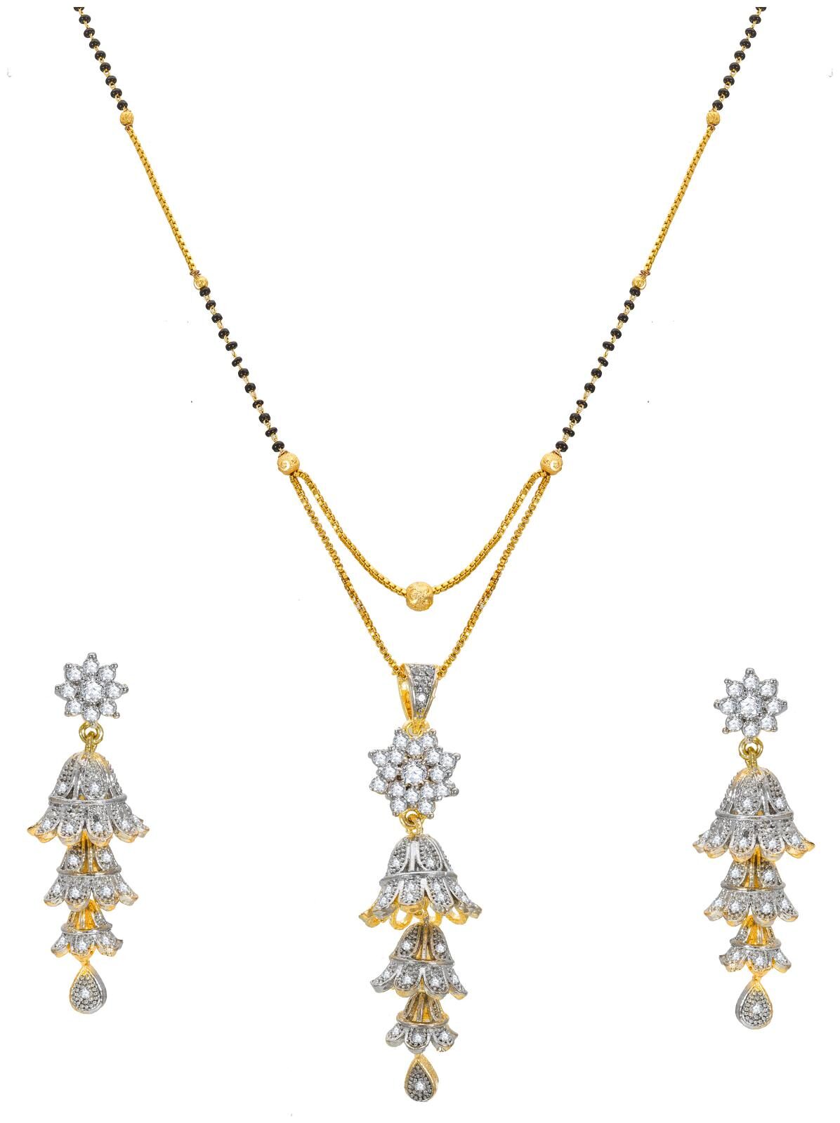 

Vermont Ethnic Gold Plated American Diamond Women s Pride Mangalsutra Set for Women
