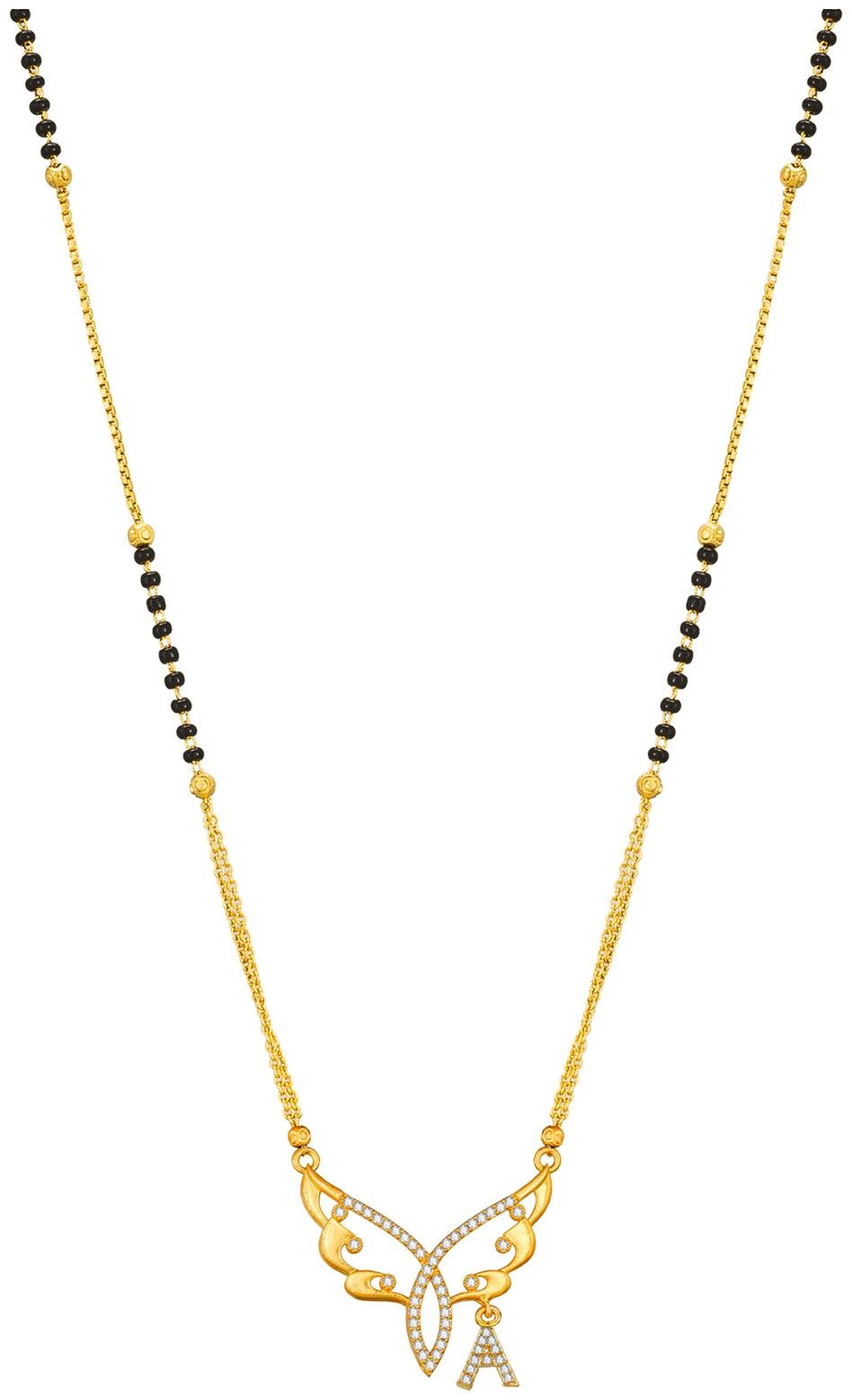 

Vermont Fancy Design Gold Plated And American Diamond Initial A Letter Alphabet Mangalsutra For Women (Golden)