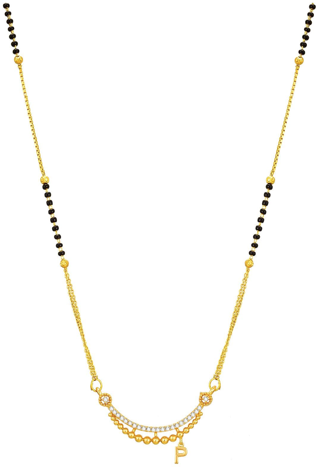 

Vermont Fancy Designer Gold Plated American Diamond Initial P Letter Alphabet Mangalsutra For Women