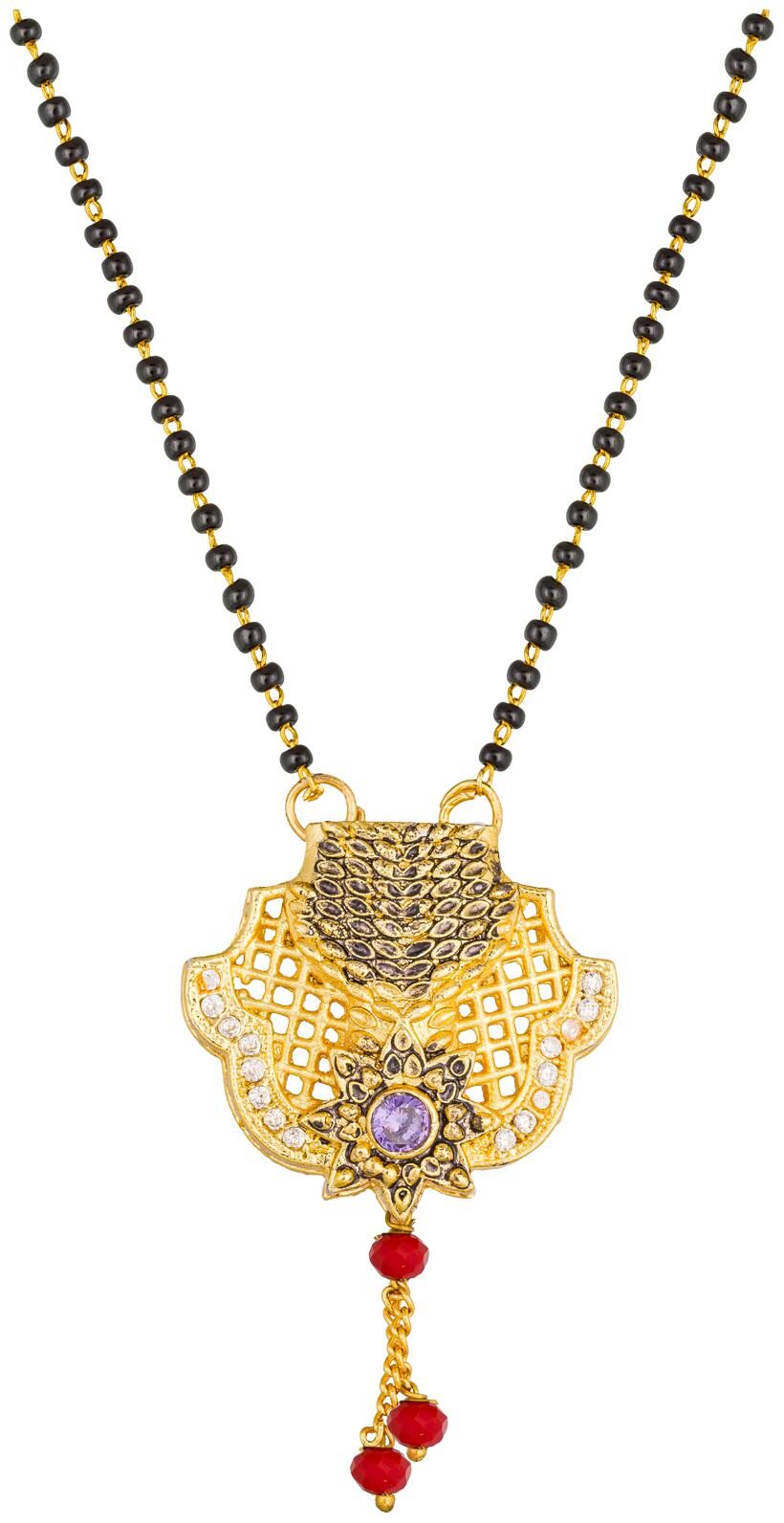 

Vermont Latest Design Traditional Gold Plated Meenakari American Diamond Mangalsutra for Women