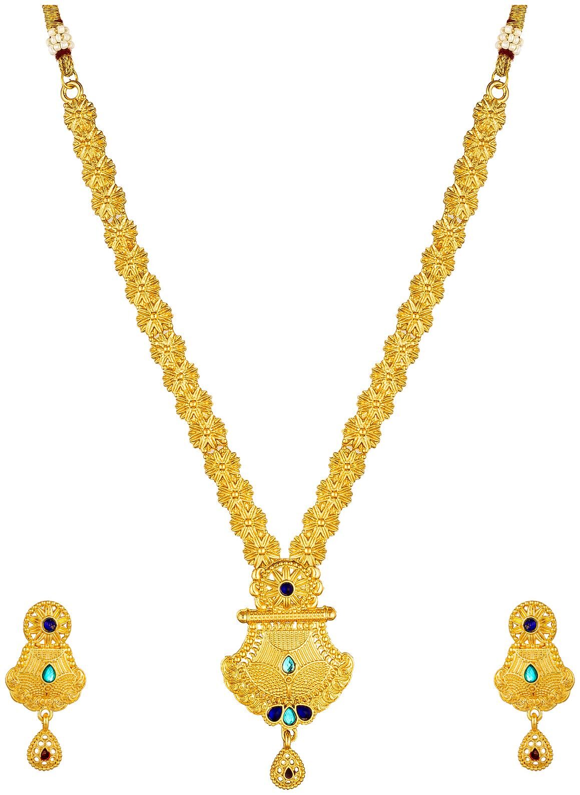 

Vermont Latest Trendy Etnic Designer Gold Plated Temple Set For Women Girls
