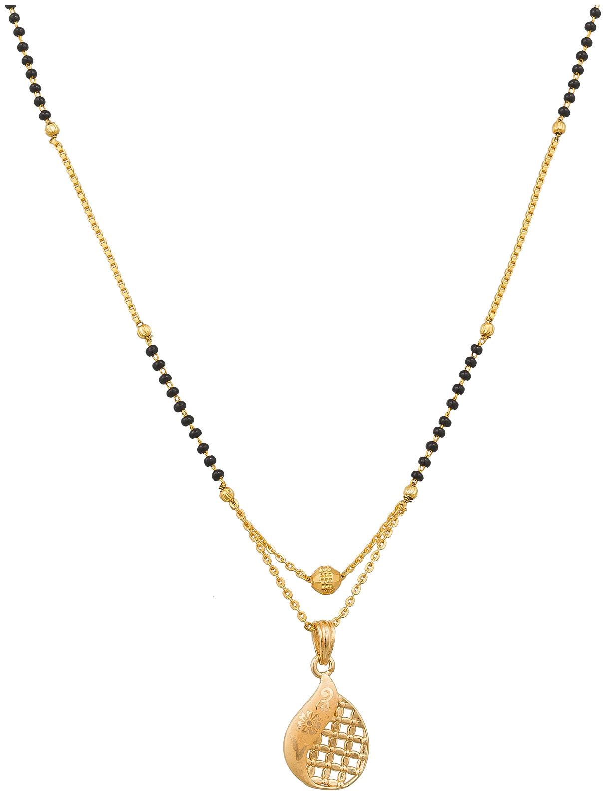 

Vermont Latest Design Traditional Black Bead Gold Plated Mangalsutra for Women
