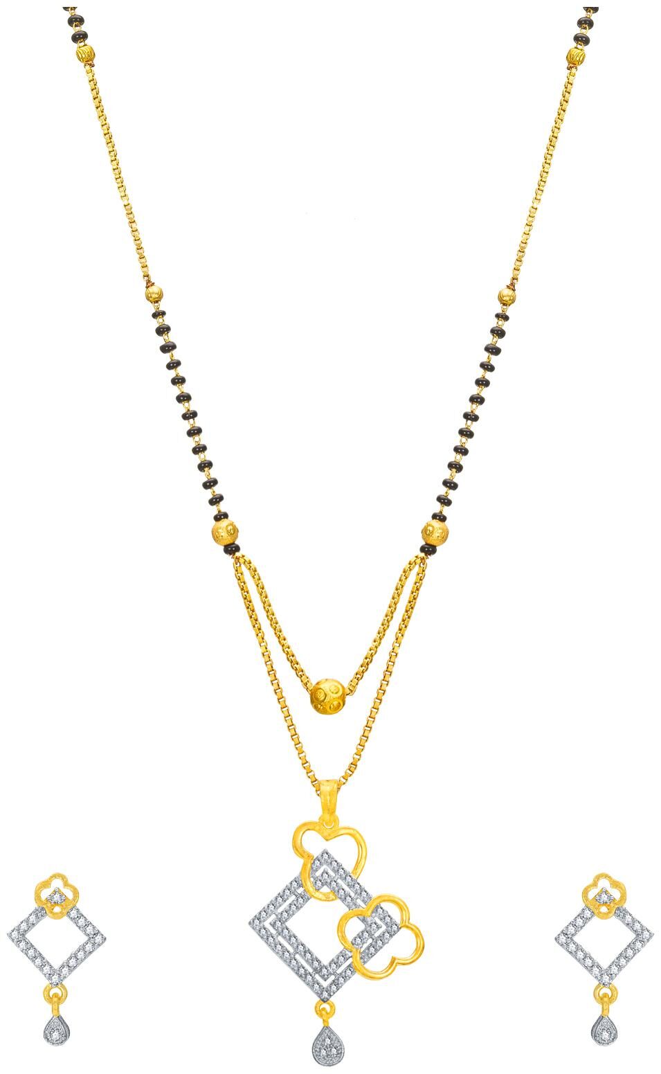 

Vermont Latest Designer Traditional Gold Plated American Diamond Women s Pride Mangalsutra Set for Women