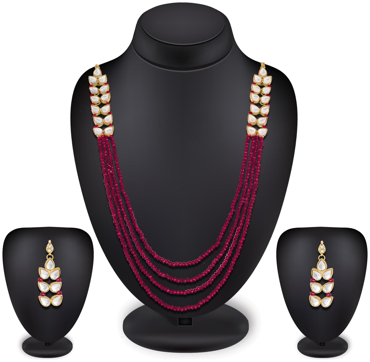 

Vermont Maroon Necklace Jewellery Set for Women Girls