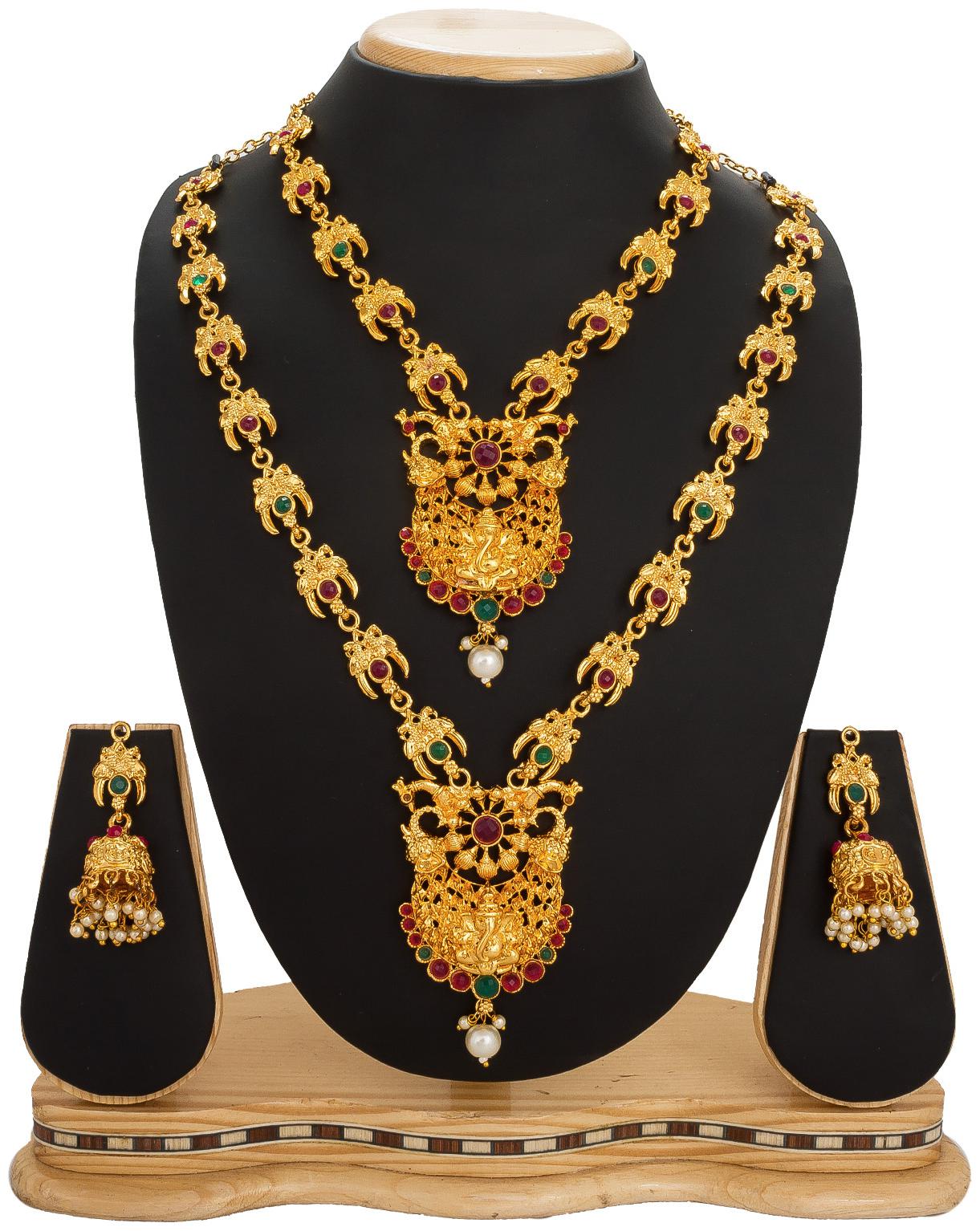 

Vermont Multi Strand Temple Jewellery Set For Women and Girls