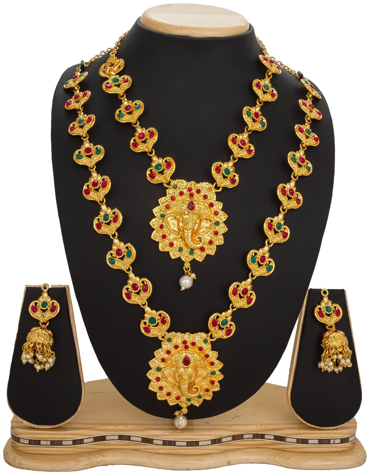 

Vermont Multi Strand Temple Jewellery Set For Girls and Women