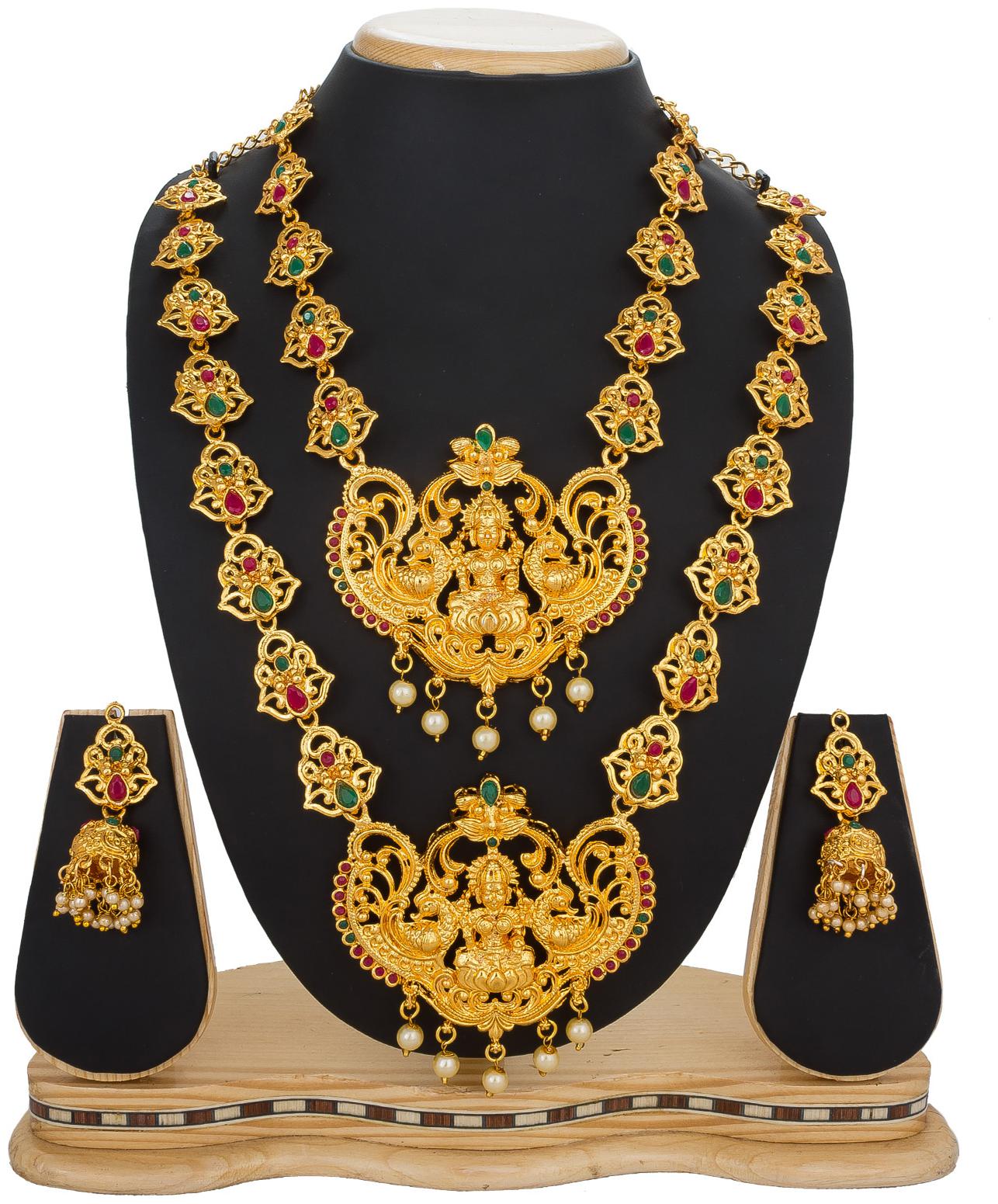 

Vermont Multi Strand Temple Jewellery Set For Women and Girls