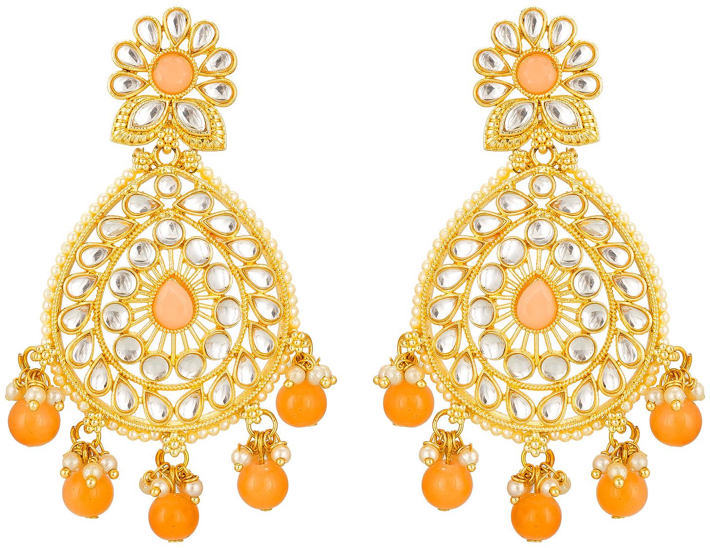 

Vermont Pearl Studded Trendy Designer Gold Plated Jhumki Earrings for Women