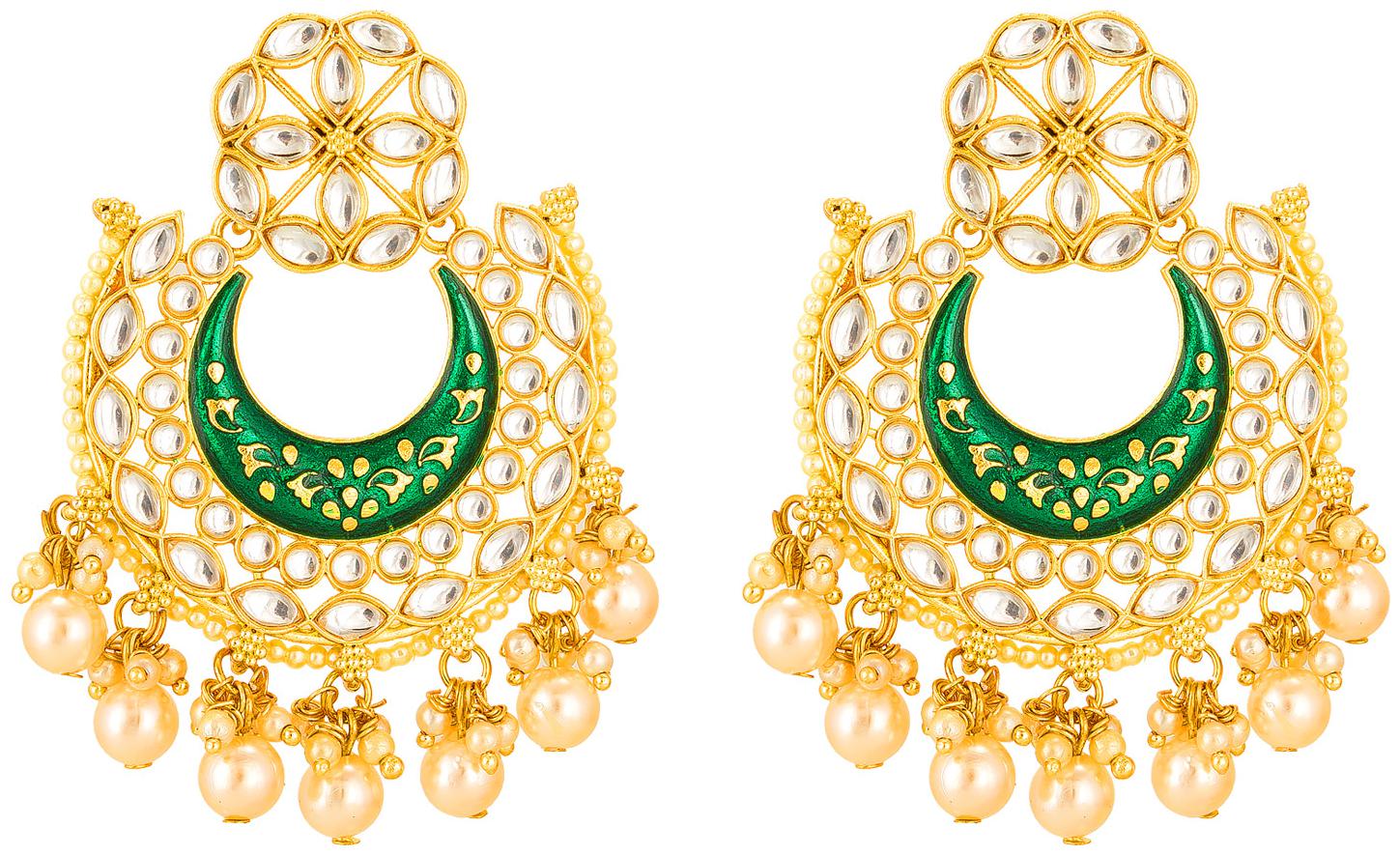 

Vermont Pearl Studded Ethnic Designer Gold Plated Jhumki Earrings for Women