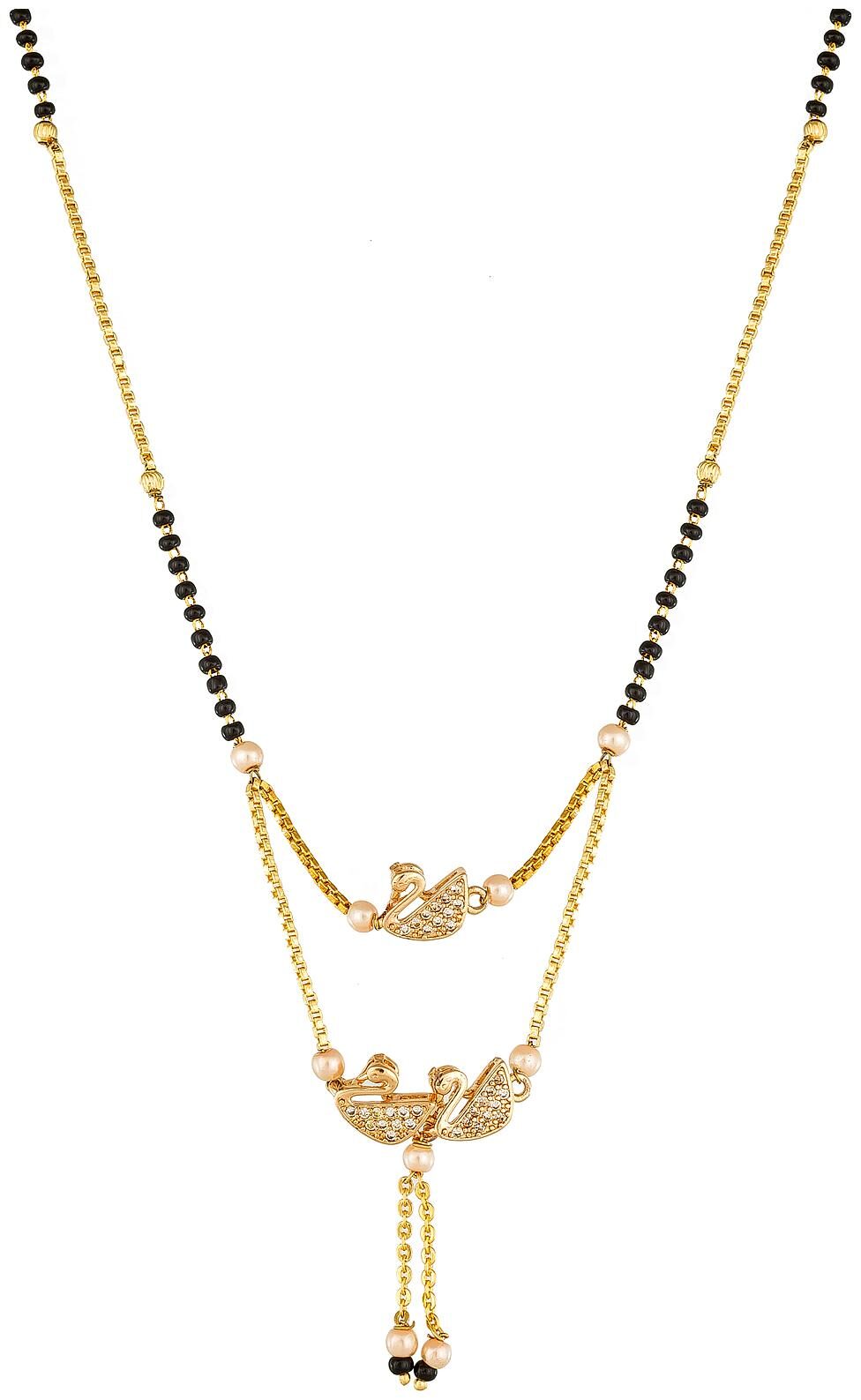 

Vermont Traditional Latest Designer American Diamond Gold Plated Trendy Love Birds Mangalsutra for Women