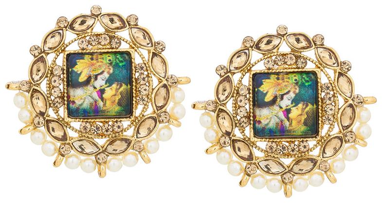 

Vermont Traditonal Gold Plated Stud Temple Jewellery Earring For Women and Girls