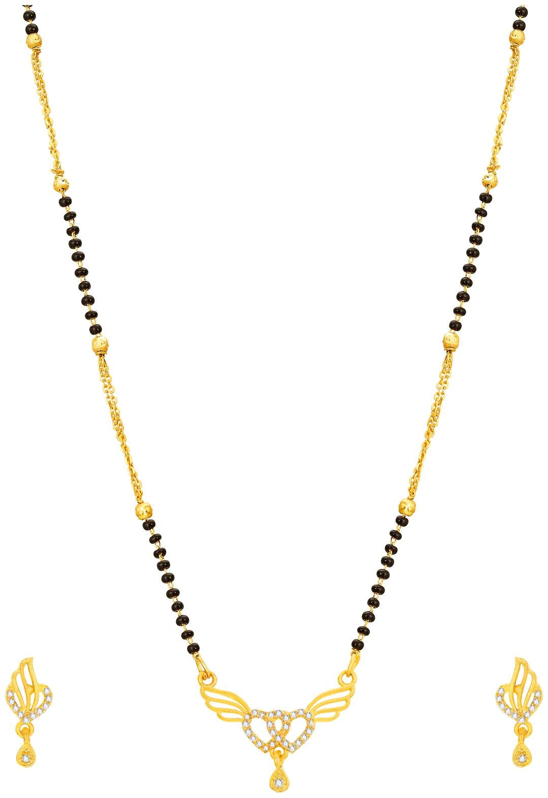

Vermont Traditional Gold Plated American Diamond Latest Fancy Mangalsutra Set for Women
