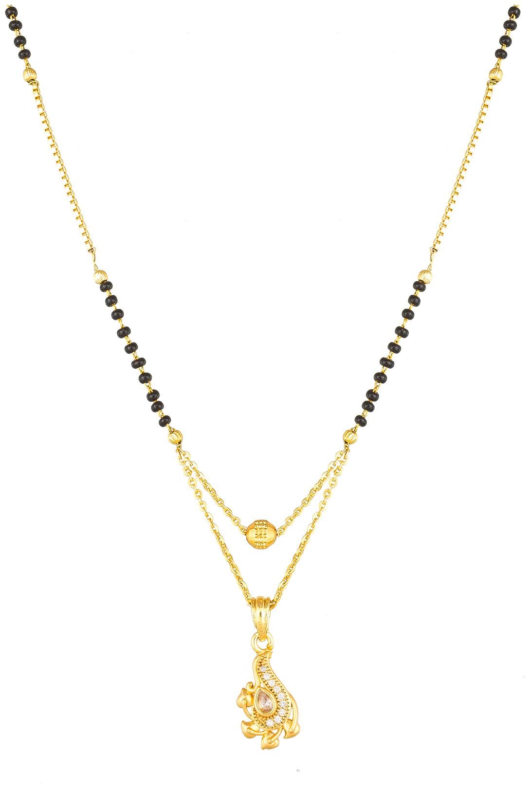 

Vermont Traditional American Diamond Gold Plated Trendy Latest Fancy Mangalsutra for Women